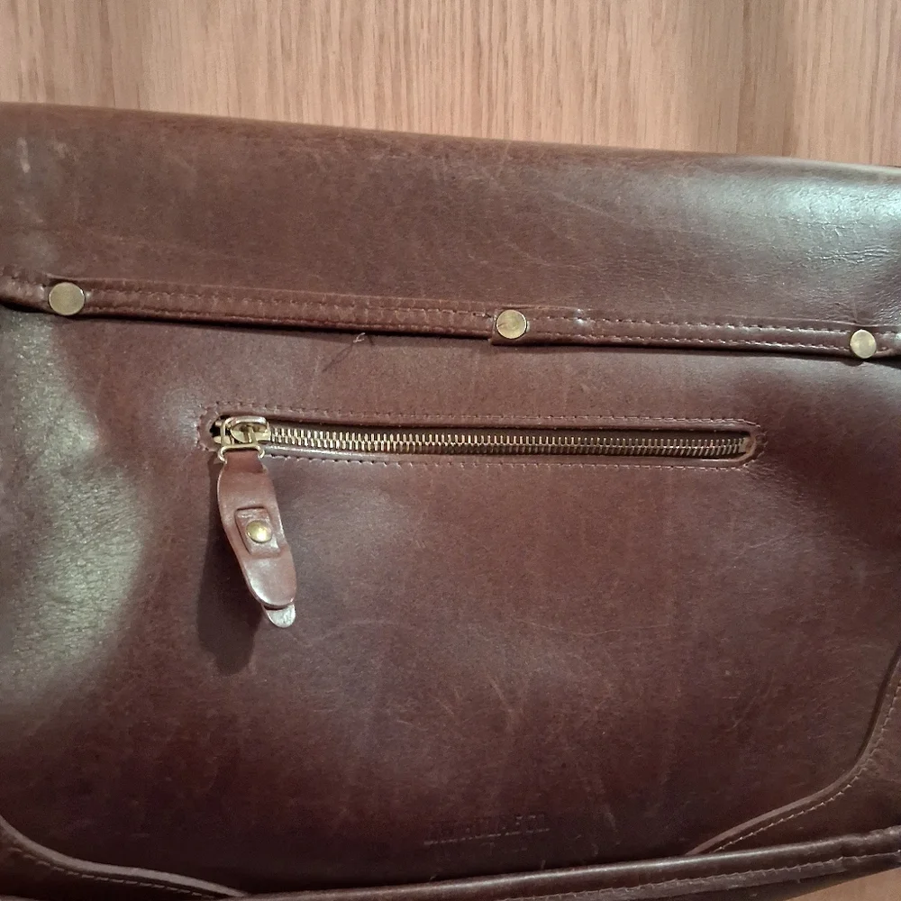 J.W. Hulme Co. Leather Shoulder,  Satchel, Messenger Bag, Cognac With Straps